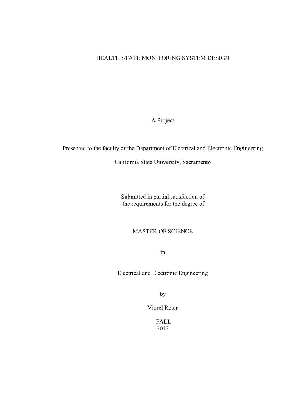 Health State Monitoring System Design