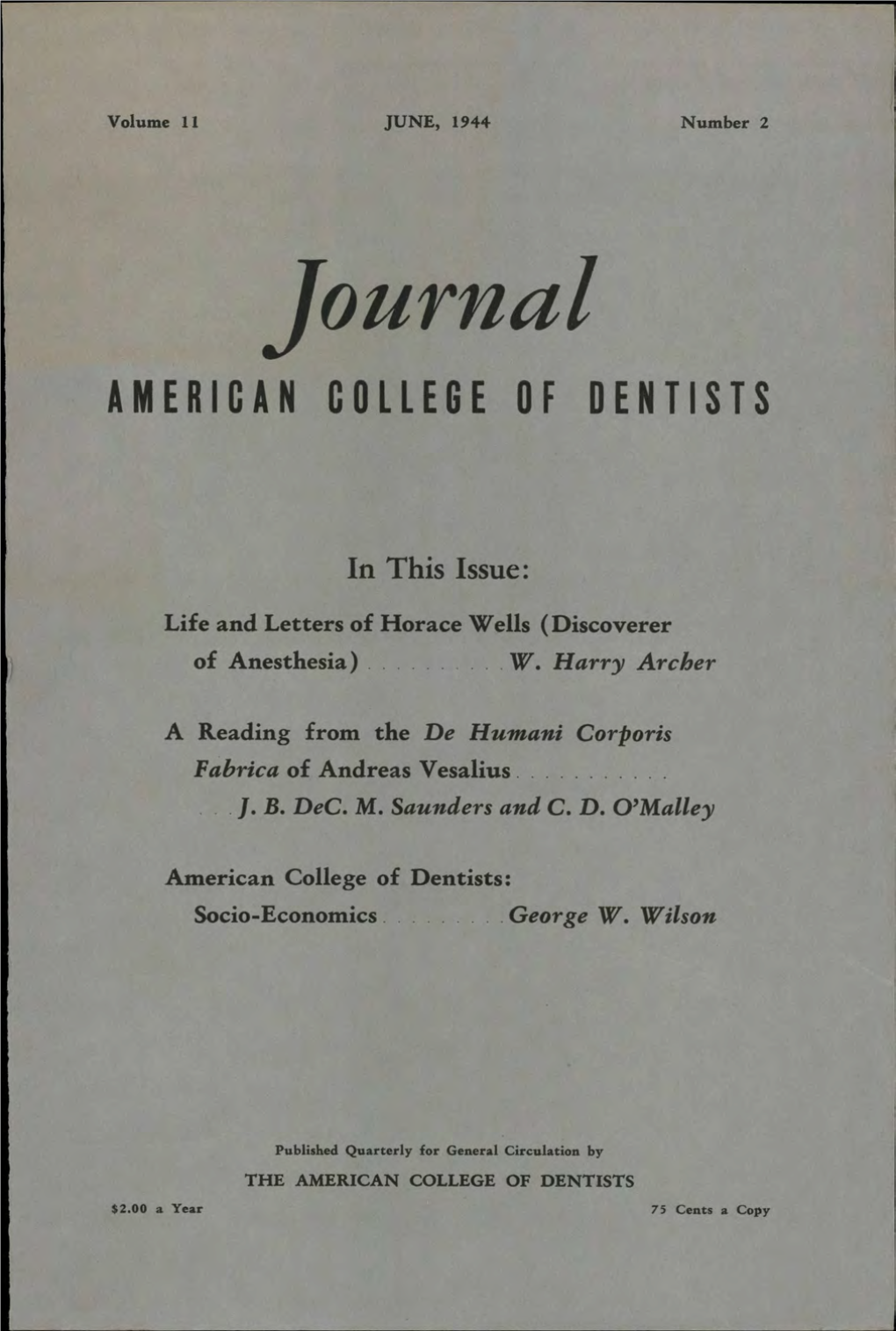 Journal AMERICAN COLLEGE of DENTISTS