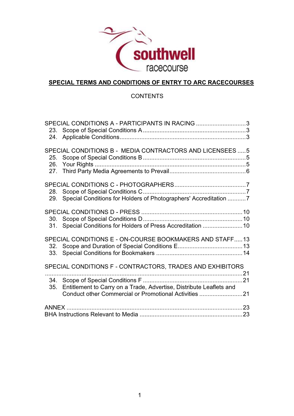 Racecourse Guidance Document