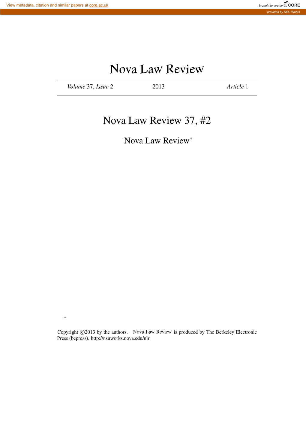 Nova Law Review 37, #2