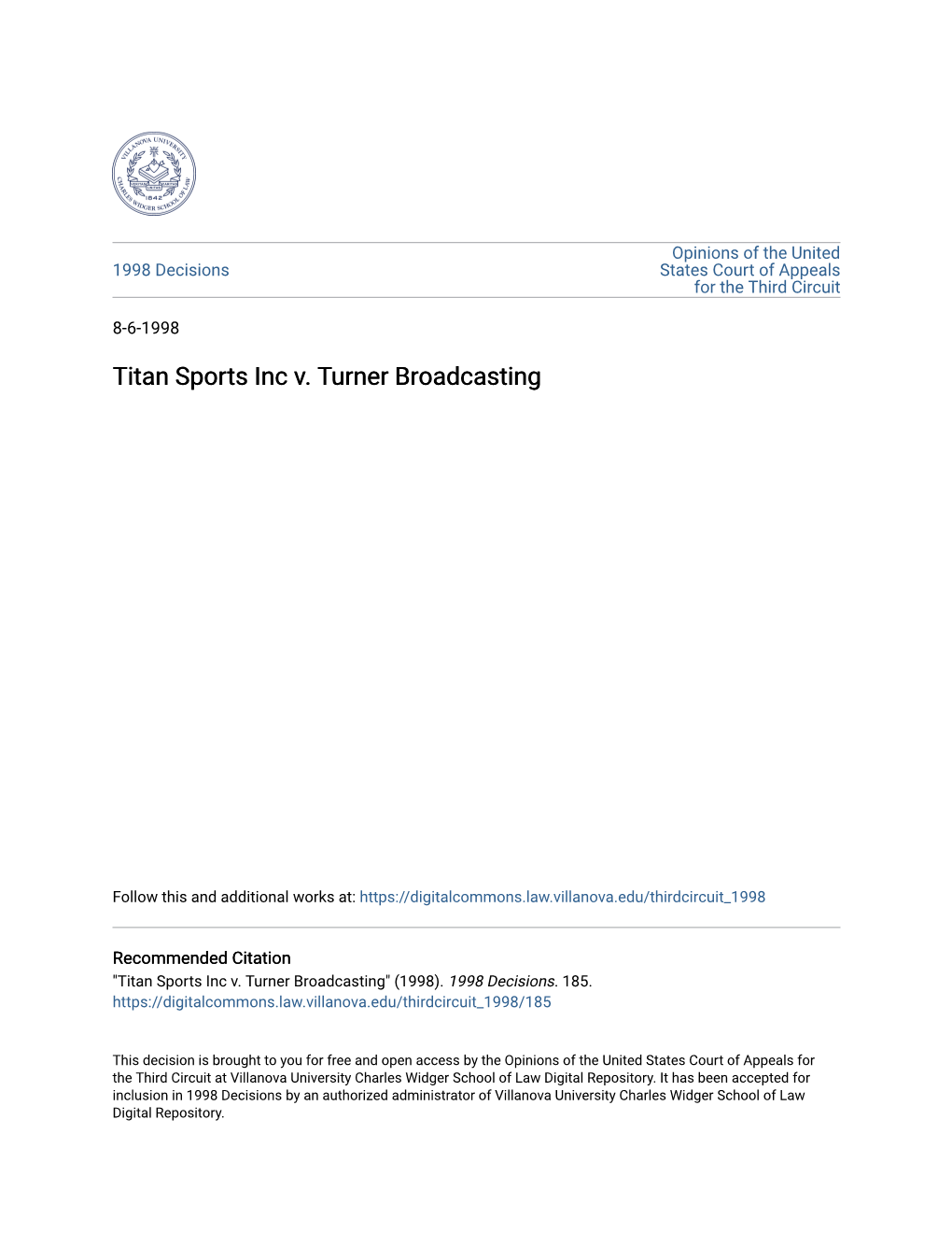 Titan Sports Inc V. Turner Broadcasting
