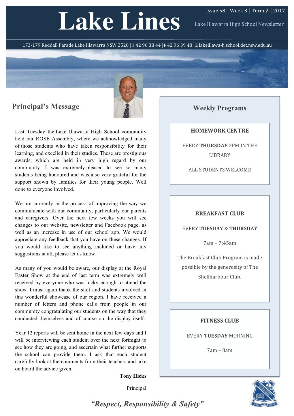 Lake Lines Lake Illawarra High School Newsletter