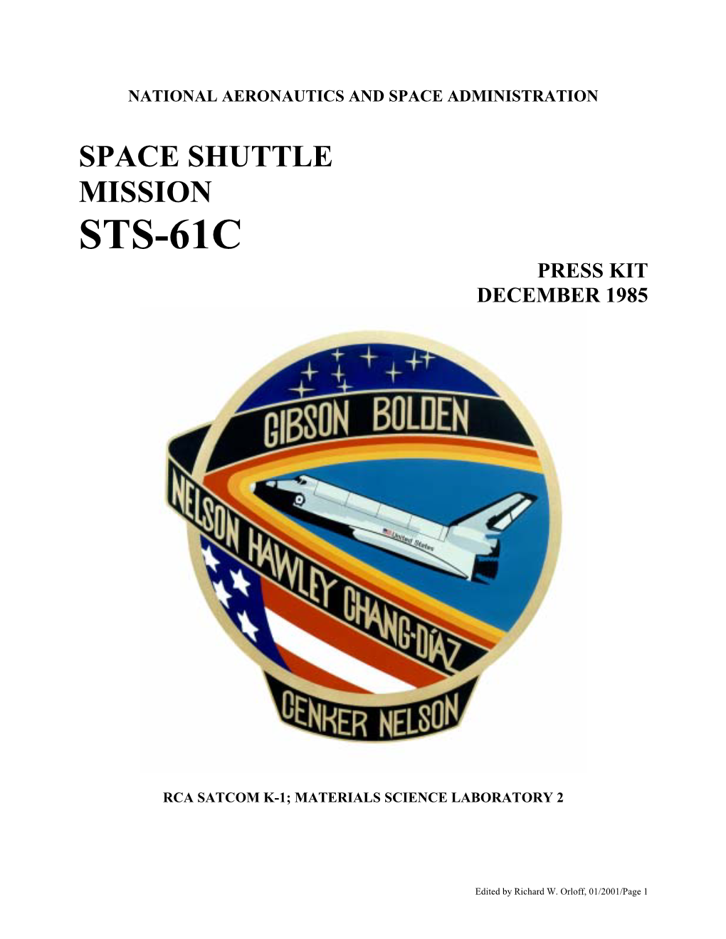 Sts-61C Press Kit December 1985