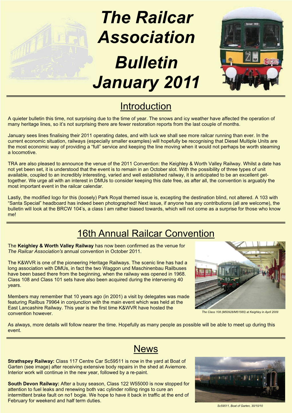 The Railcar Association Bulletin January 2011