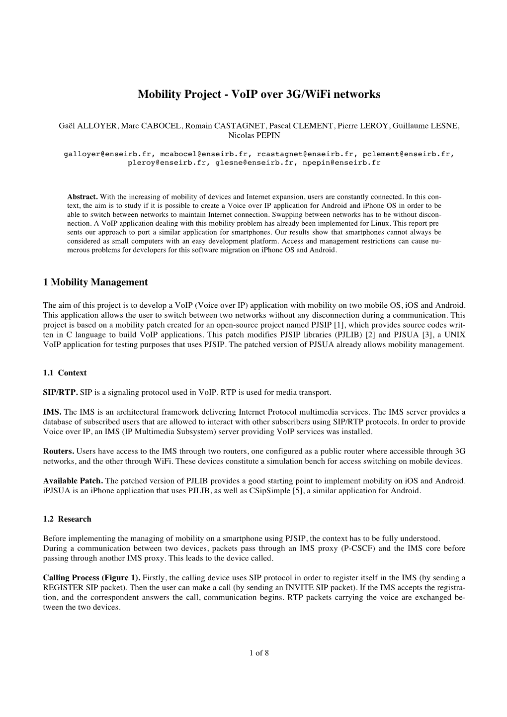 Voip Over 3G/Wifi Networks