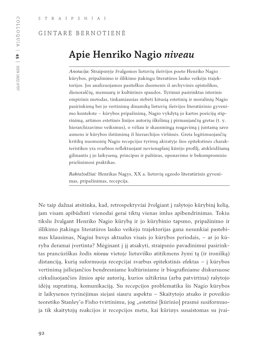 Apie Henriko Nagio Niveau