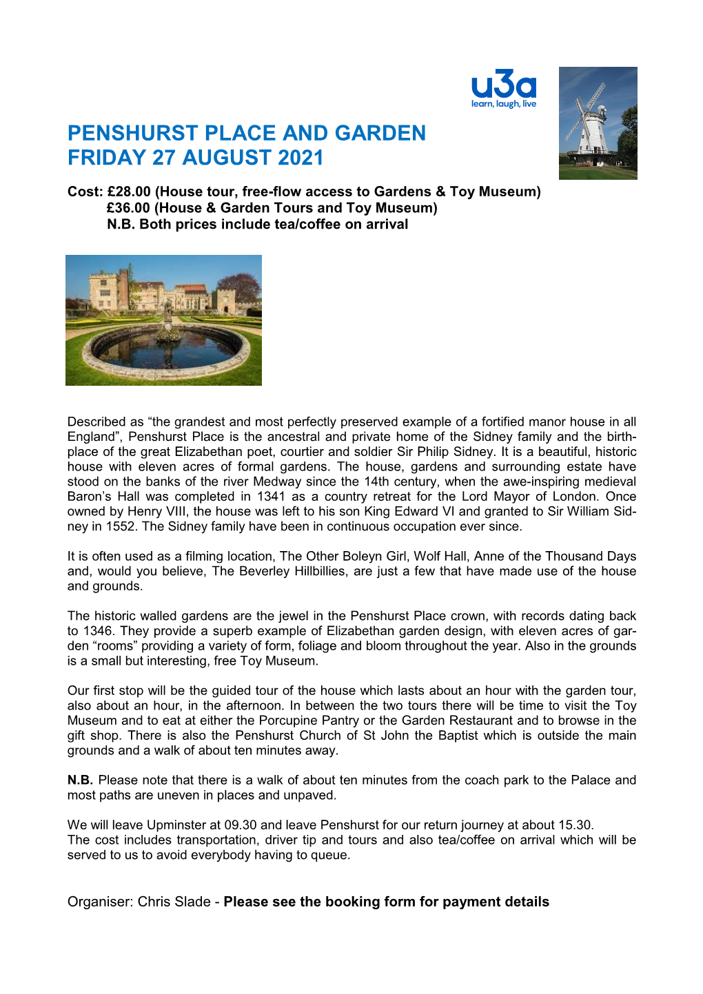 Penshurst Place and Garden Friday 27 August 2021