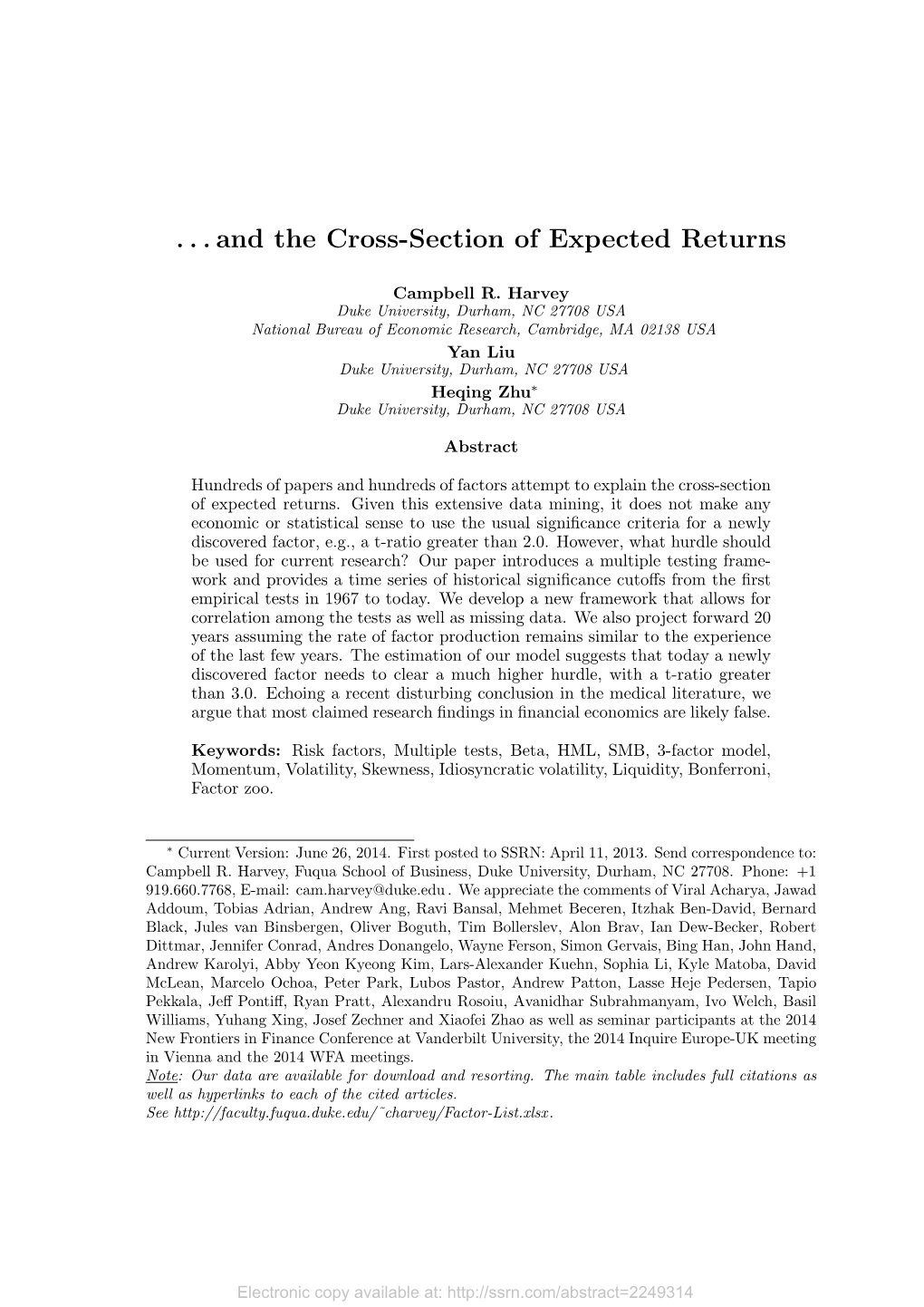 . . and the Cross-Section of Expected Returns