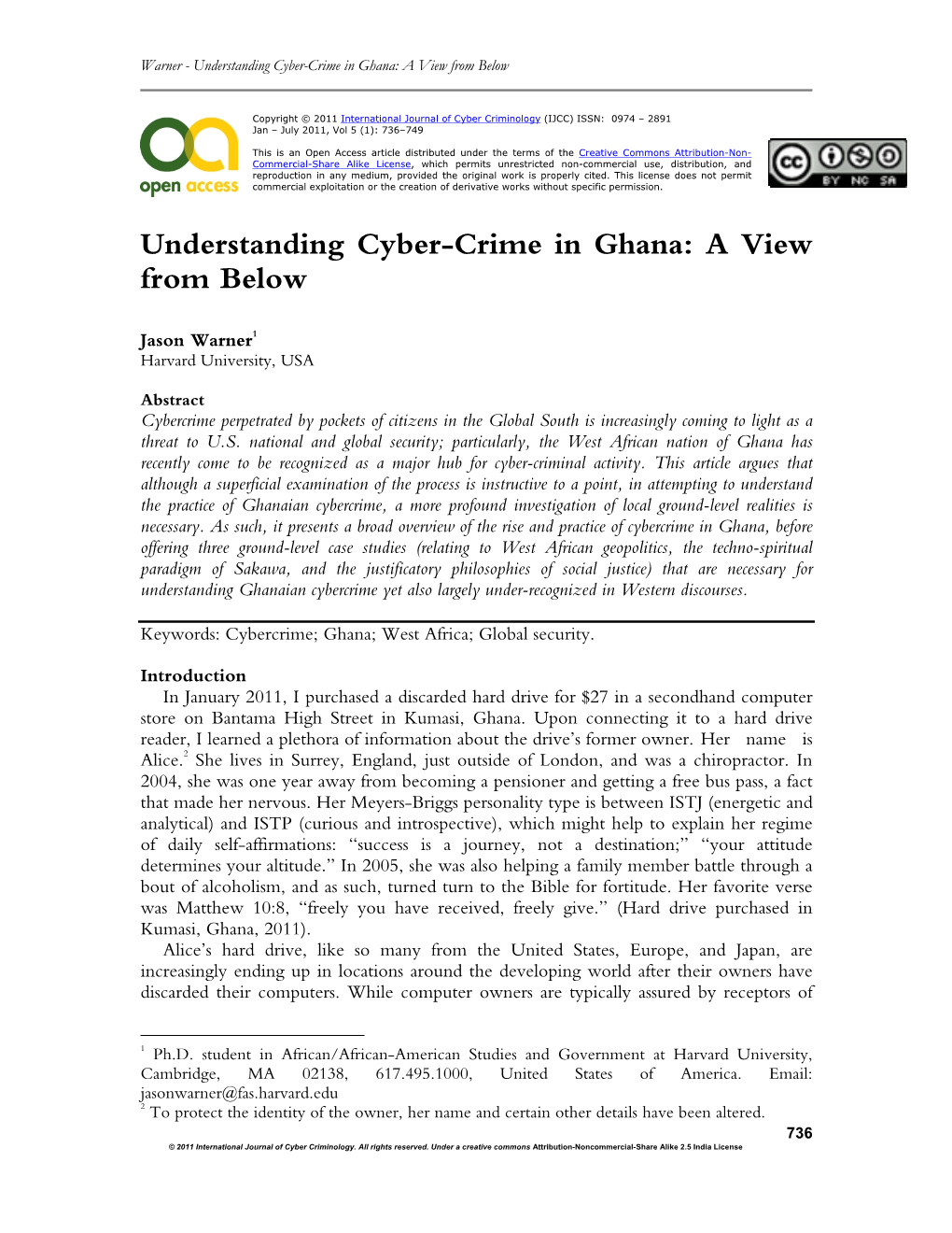 Understanding Cyber-Crime in Ghana: a View from Below