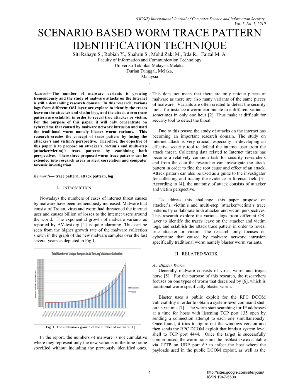 SCENARIO BASED WORM TRACE PATTERN IDENTIFICATION TECHNIQUE Siti Rahayu S., Robiah Y., Shahrin S., Mohd Zaki M., Irda R., Faizal M