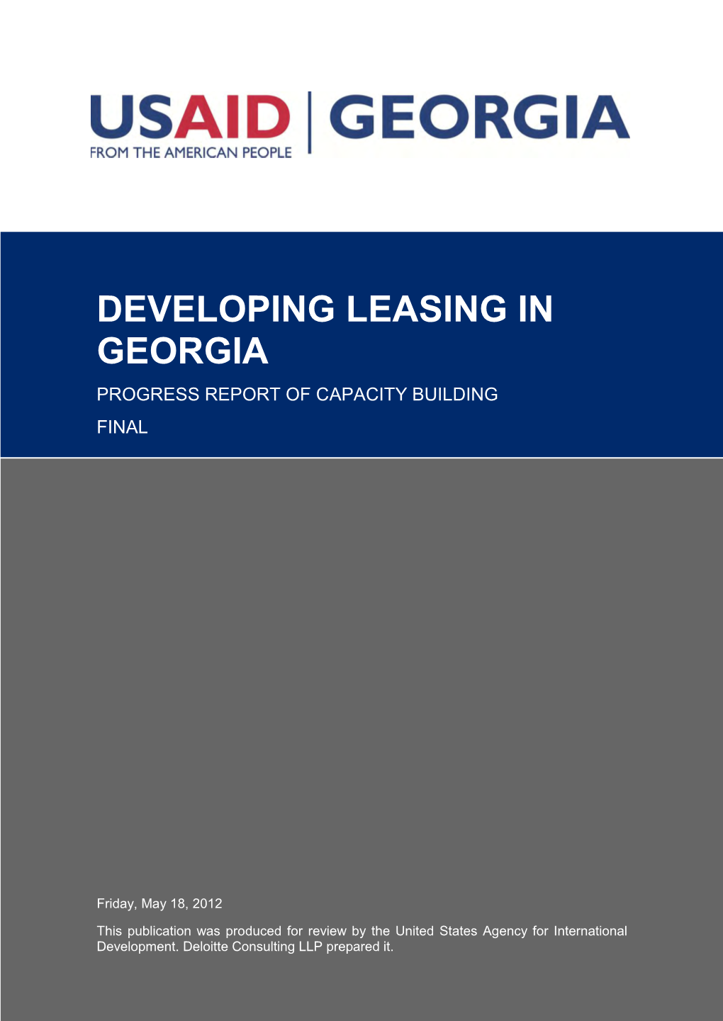 Developing Leasing in Georgia Progress Report of Capacity Building Final