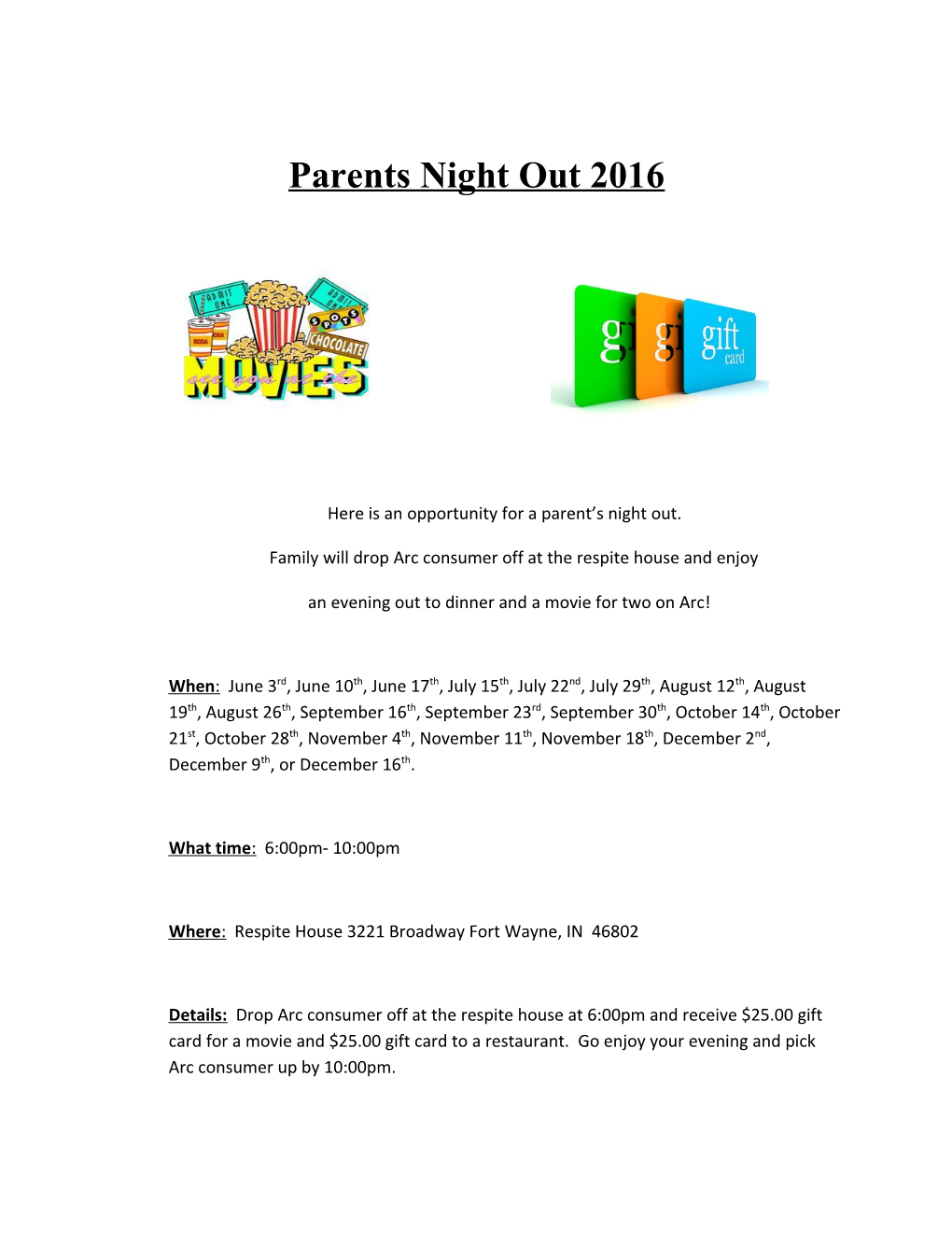 Parents Night out 2016