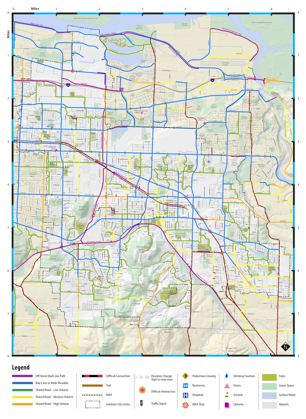 Bike Lane Or Wide Shoulder Library 167TH Butte Ô 4TH 5TH a Road Ô , *" 9 , 3RD R 3RD , 3RD 3RD Park , TROUTDALE Bella ³ 3RD O 9 4TH