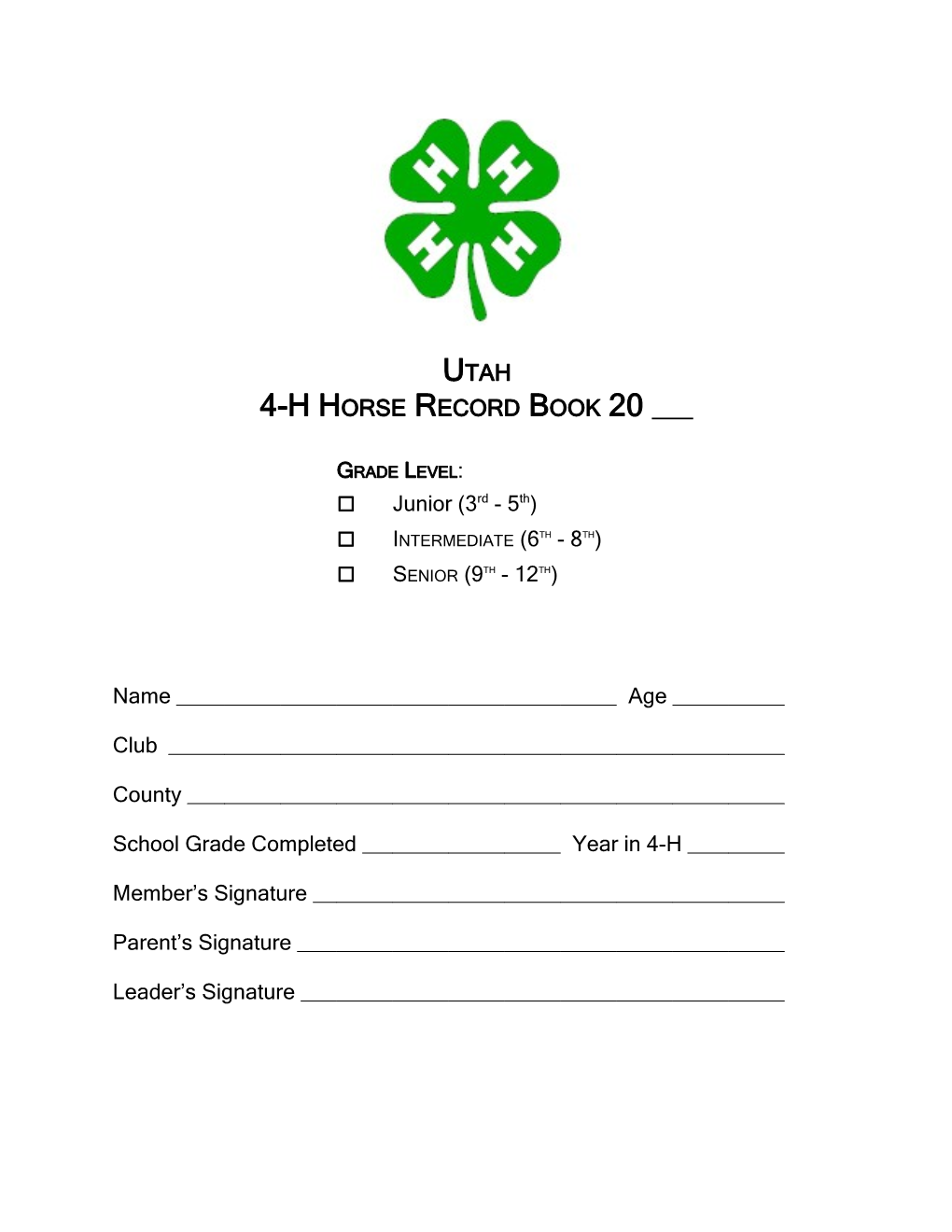 School Grade Completed Year in 4-H