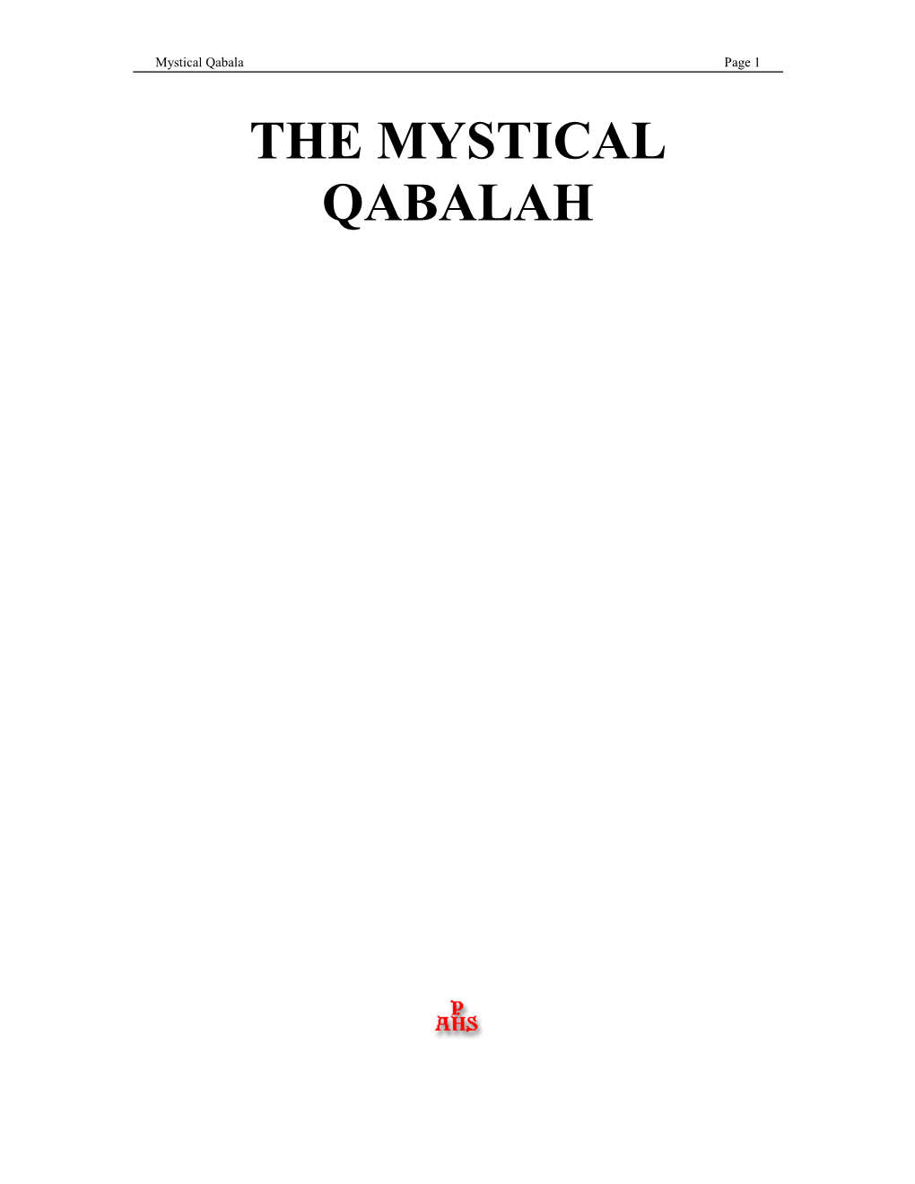 The Mystical Qabalah