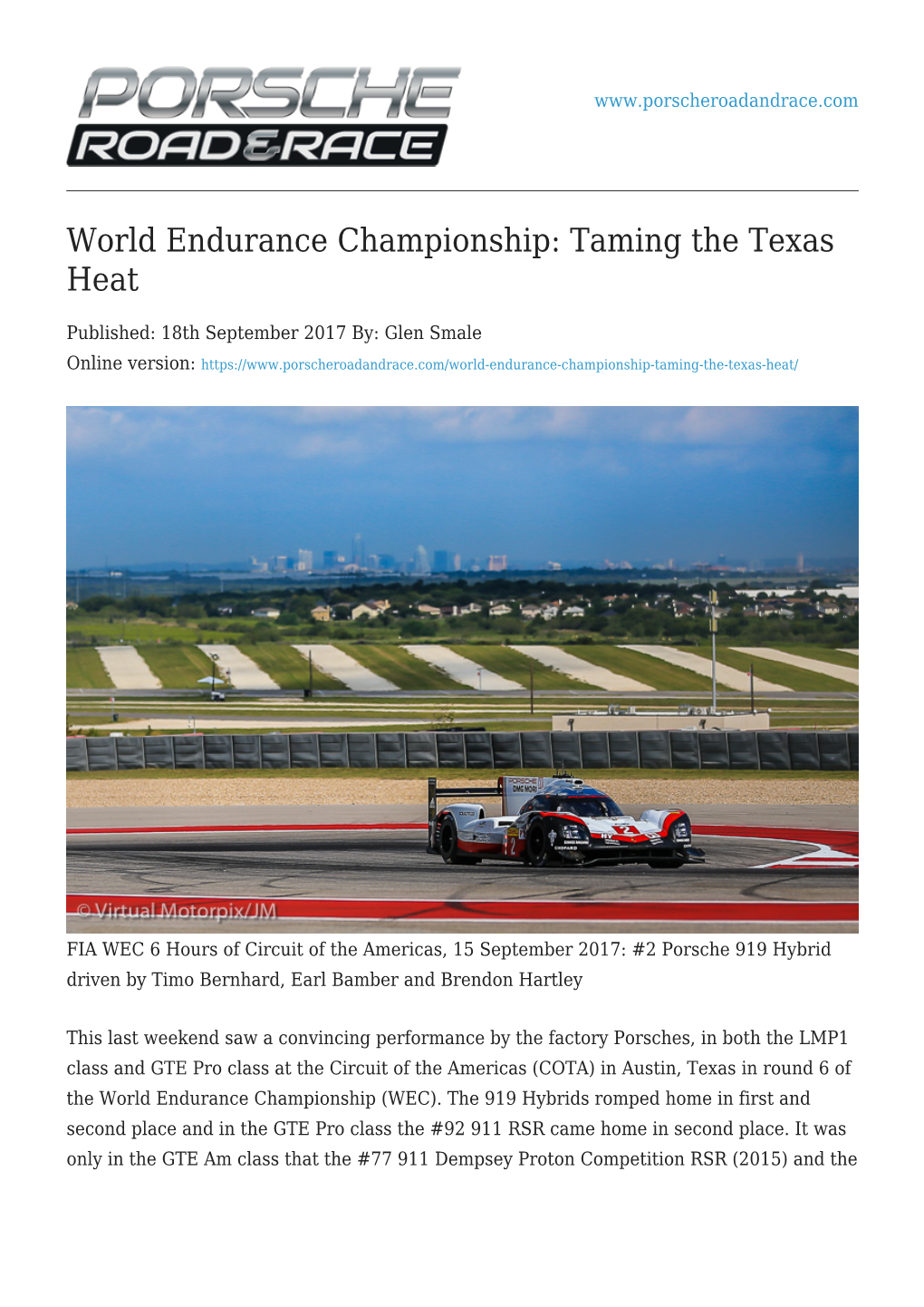 World Endurance Championship: Taming the Texas Heat