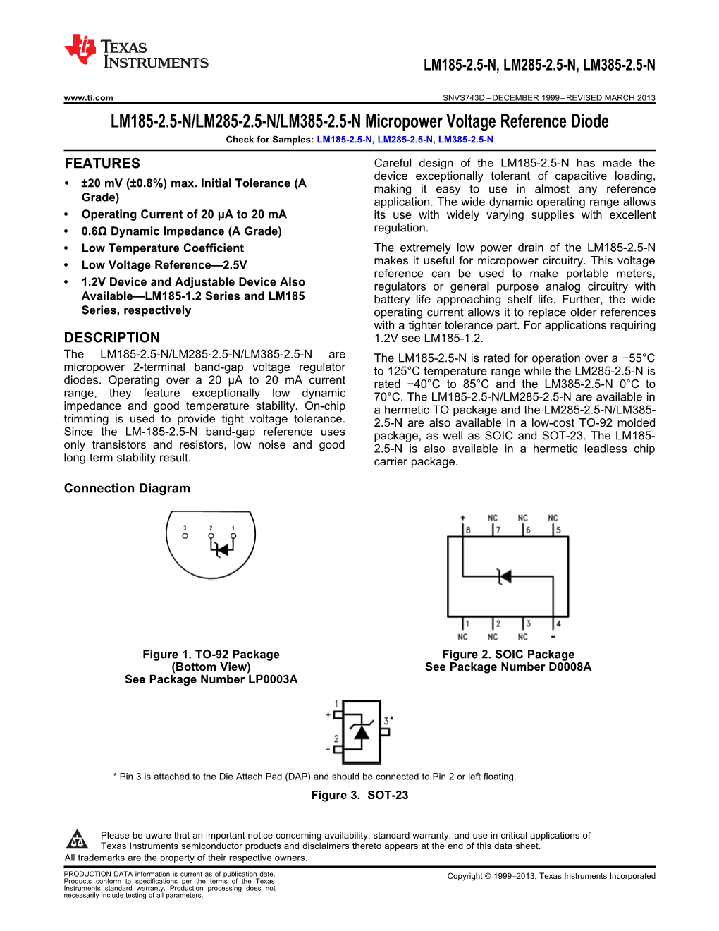 LM185-2.5/LM285-2.5/LM385-2.5 Micropower Voltage Reference