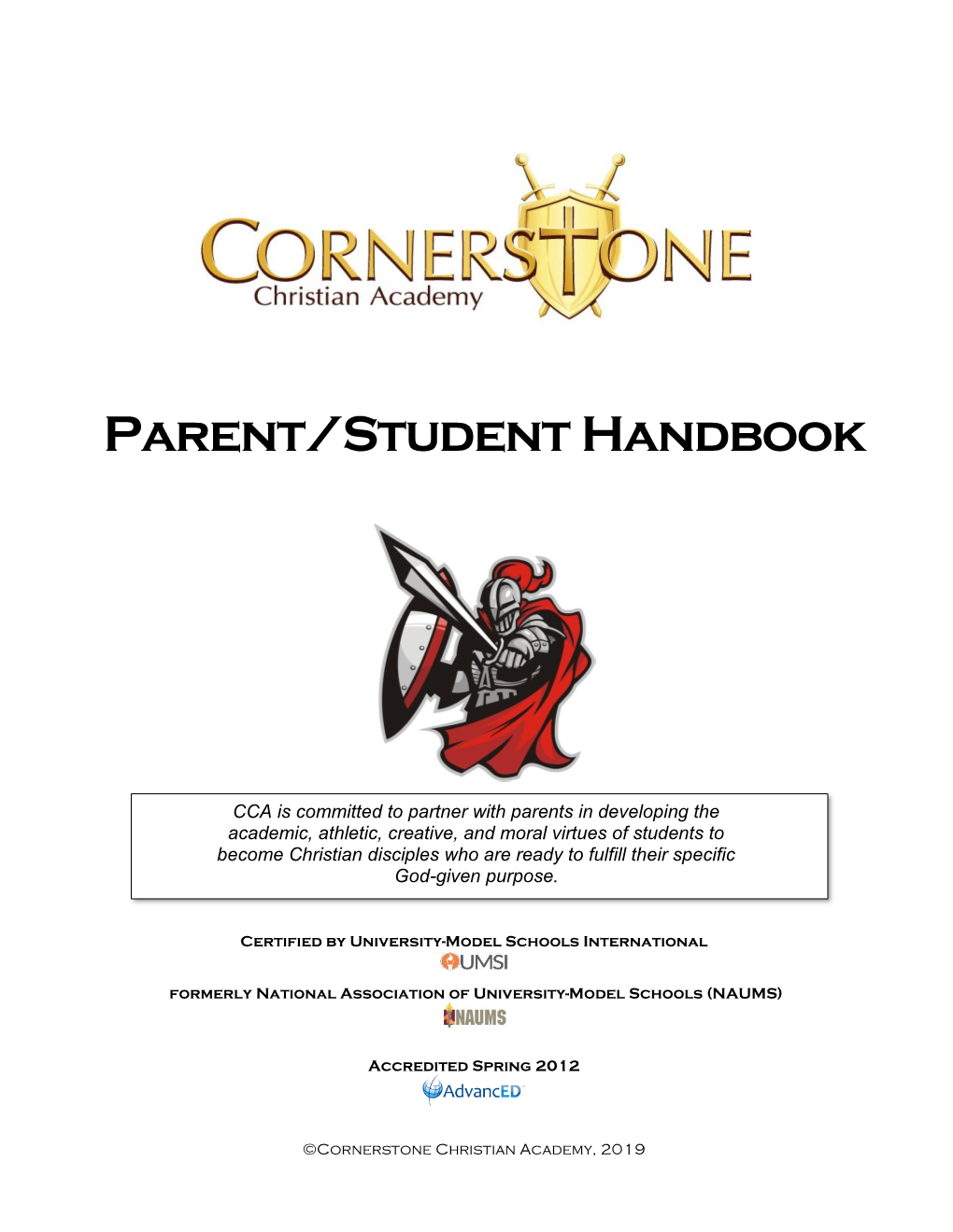 CCA Student Parent Handbook 2017-18