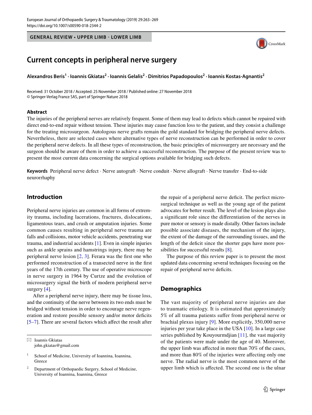 Current Concepts in Peripheral Nerve Surgery