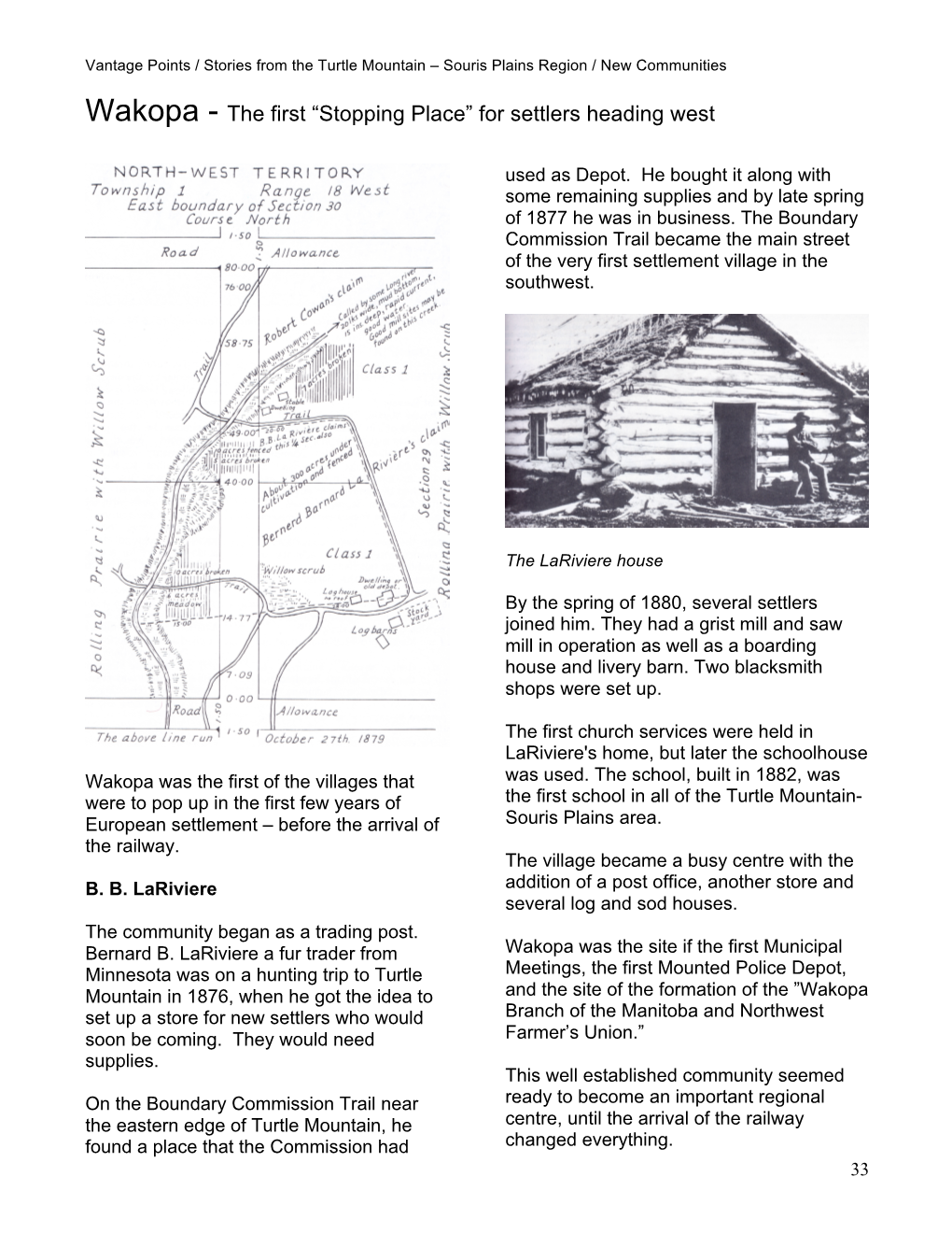 Wakopa - the First “Stopping Place” for Settlers Heading West