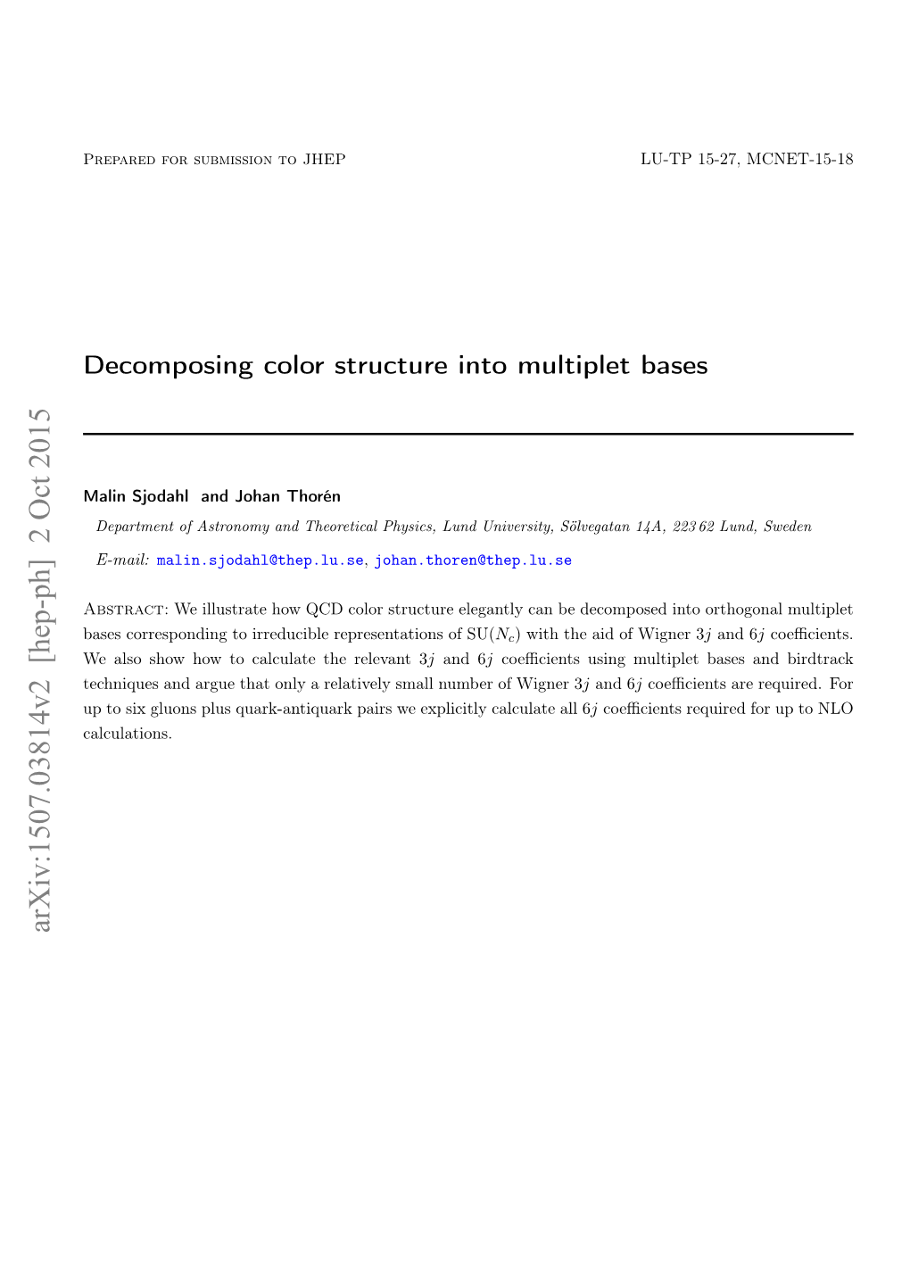 Decomposing Color Structure Into Multiplet Bases