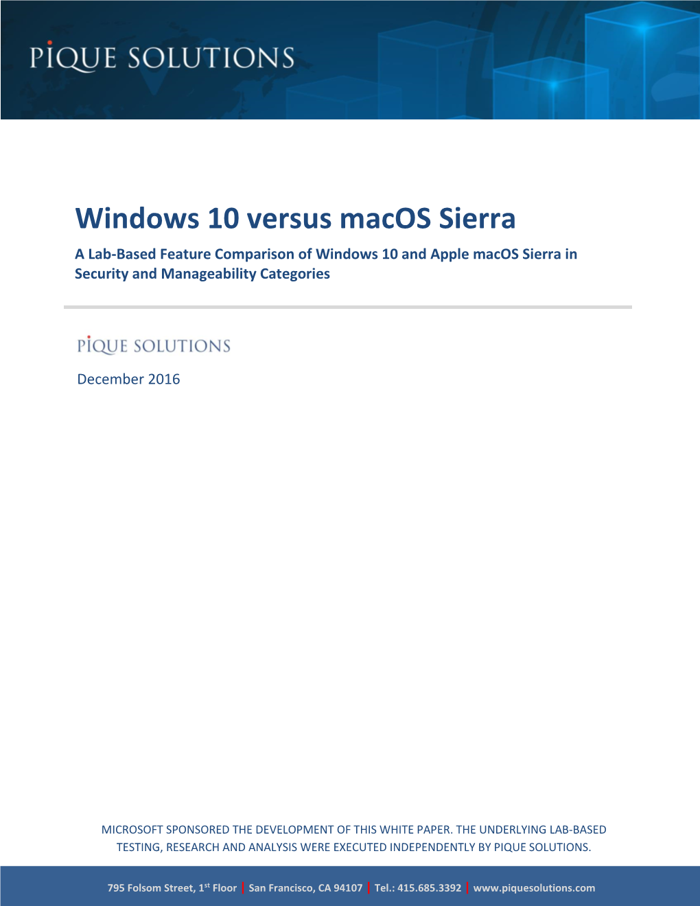 Windows 10 Vs. Macos Sierra White Paper