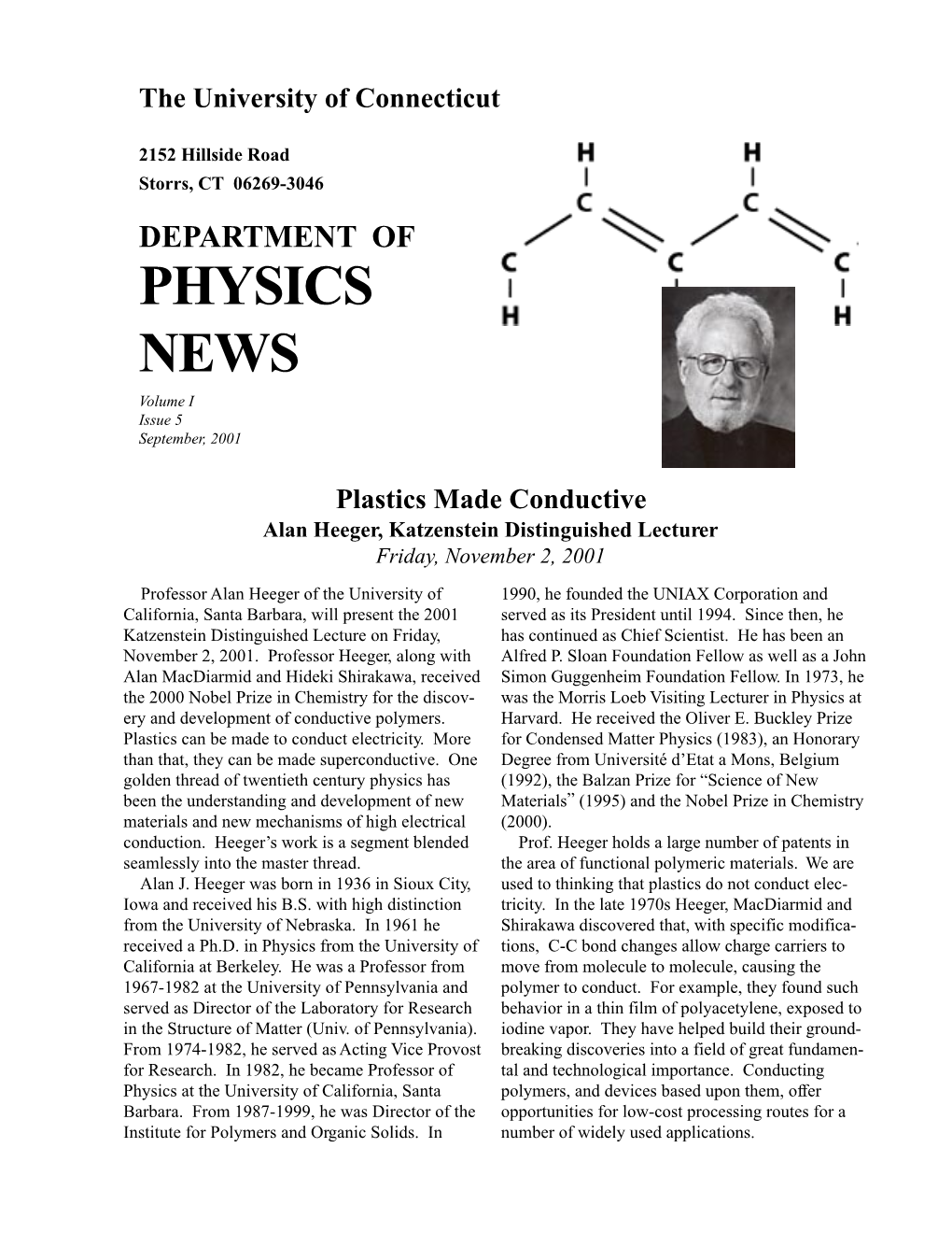 PHYSICS NEWS Volume I Issue 5 September, 2001