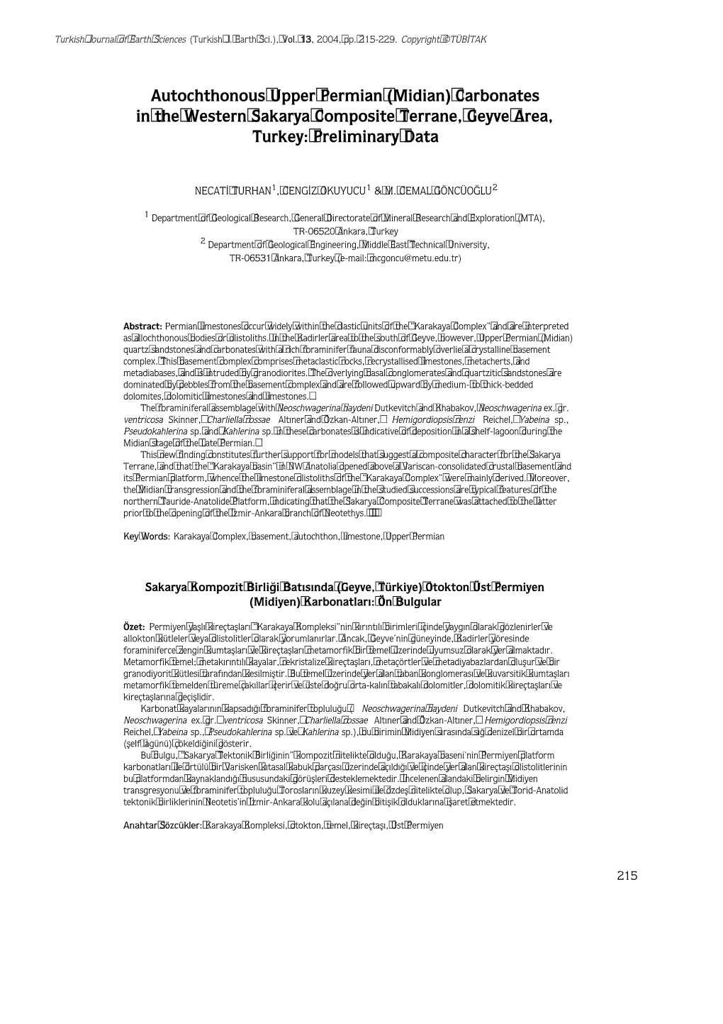 Autochthonous Upper Permian (Midian) Carbonates In