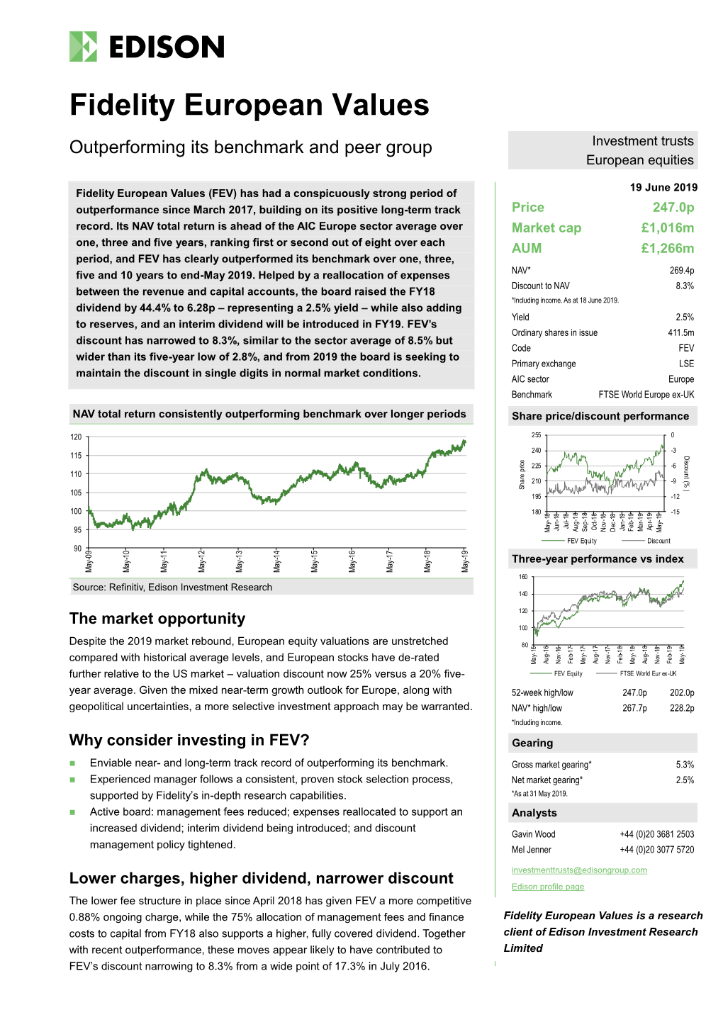 Fidelity European Values Outperforming Its Benchmark and Peer Group Investment Trusts European Equities