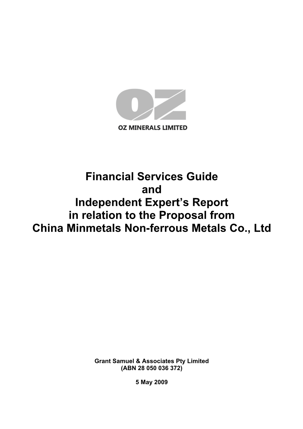 Financial Services Guide and Independent Expert's Report In