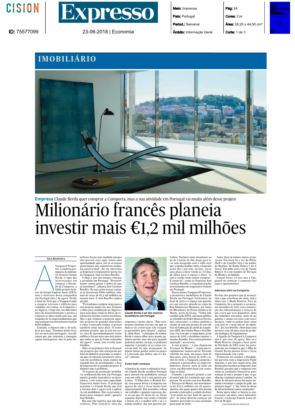 Milionário Francês Planeia Investir Mais €1,2 Mil Milhões