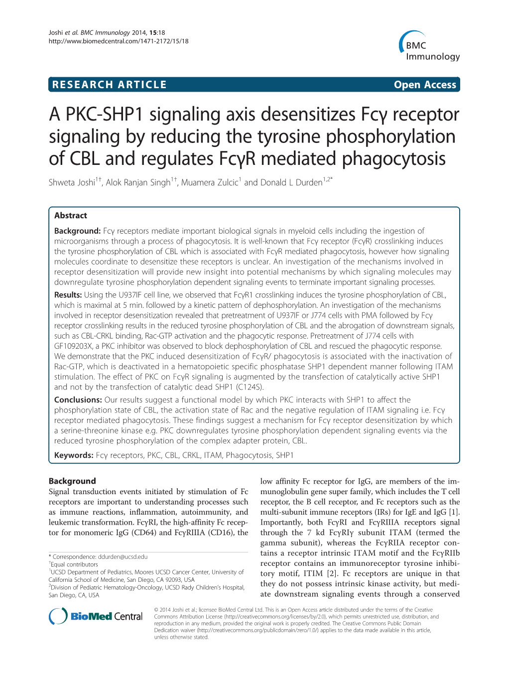 A PKC-SHP1 Signaling Axis Desensitizes Fcγ