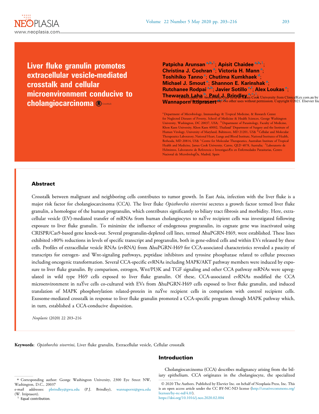 Liver Fluke Granulin Promotes Extracellular Vesicle-Mediated