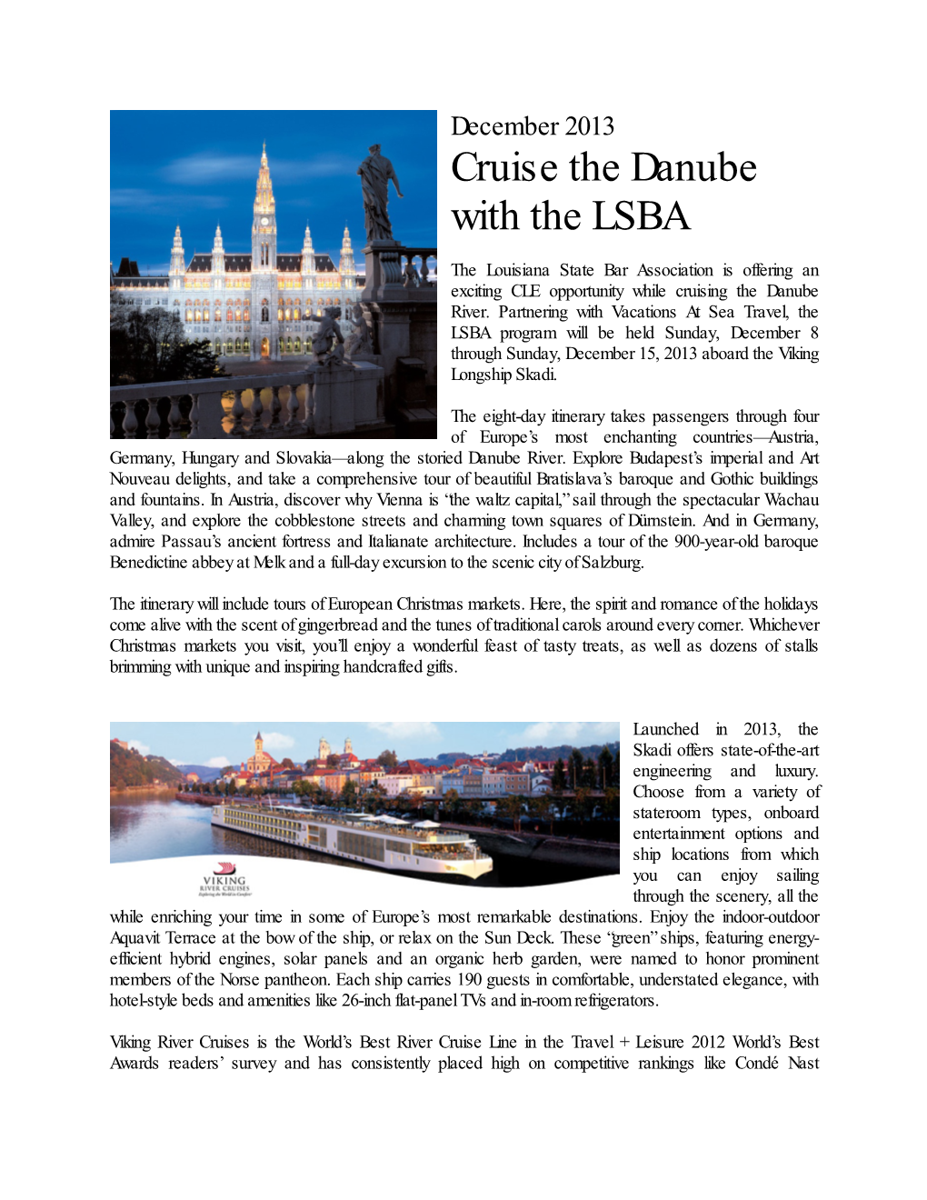 Cruise the Danube with the LSBA