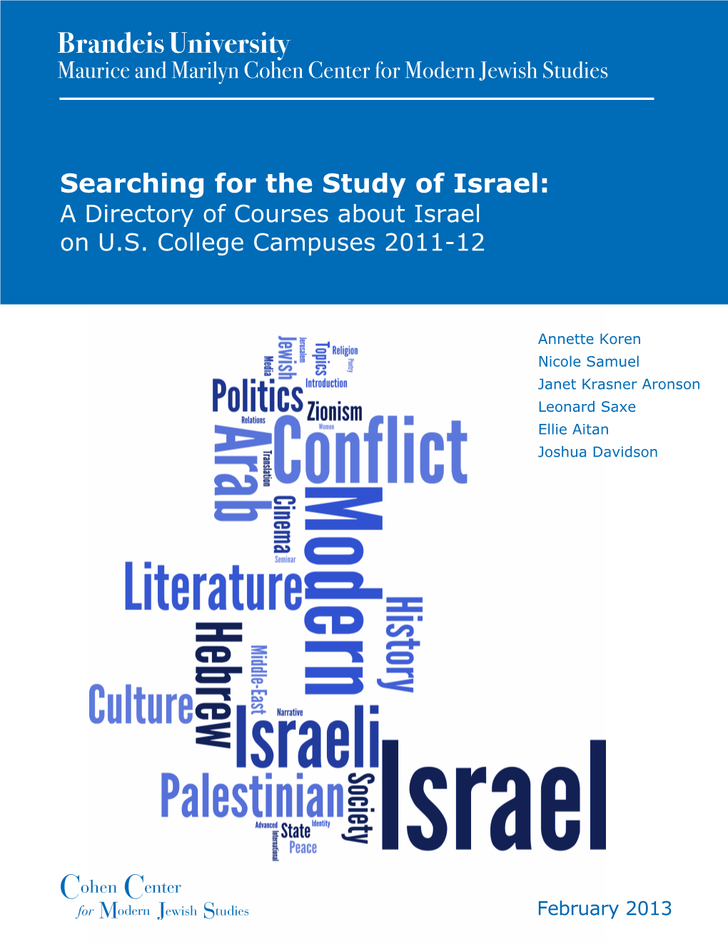 Searching for the Study of Israel: a Directory of Courses About Israel on U.S