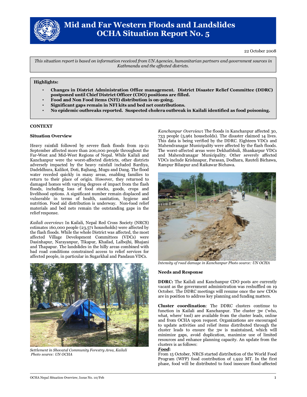 OCHA Nepal Situation Overview, Issue No