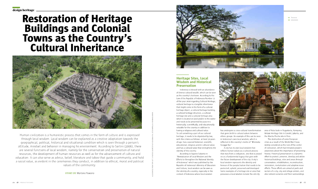 Restoration of Heritage Buildings and Colonial Towns As the Country's