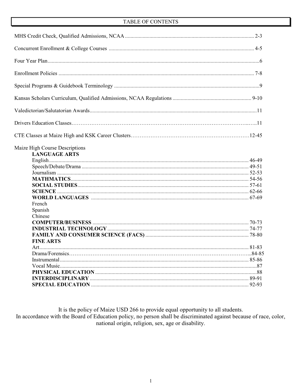 Enrollment Policies