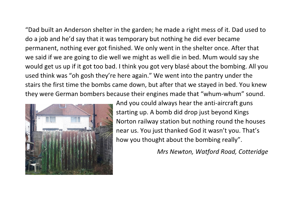 “Dad Built an Anderson Shelter in the Garden; He Made a Right Mess of It