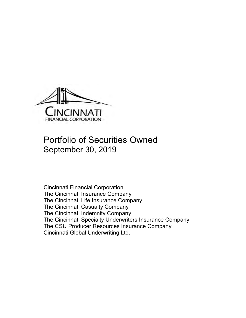 Portfolio of Securities Owned September 30, 2019