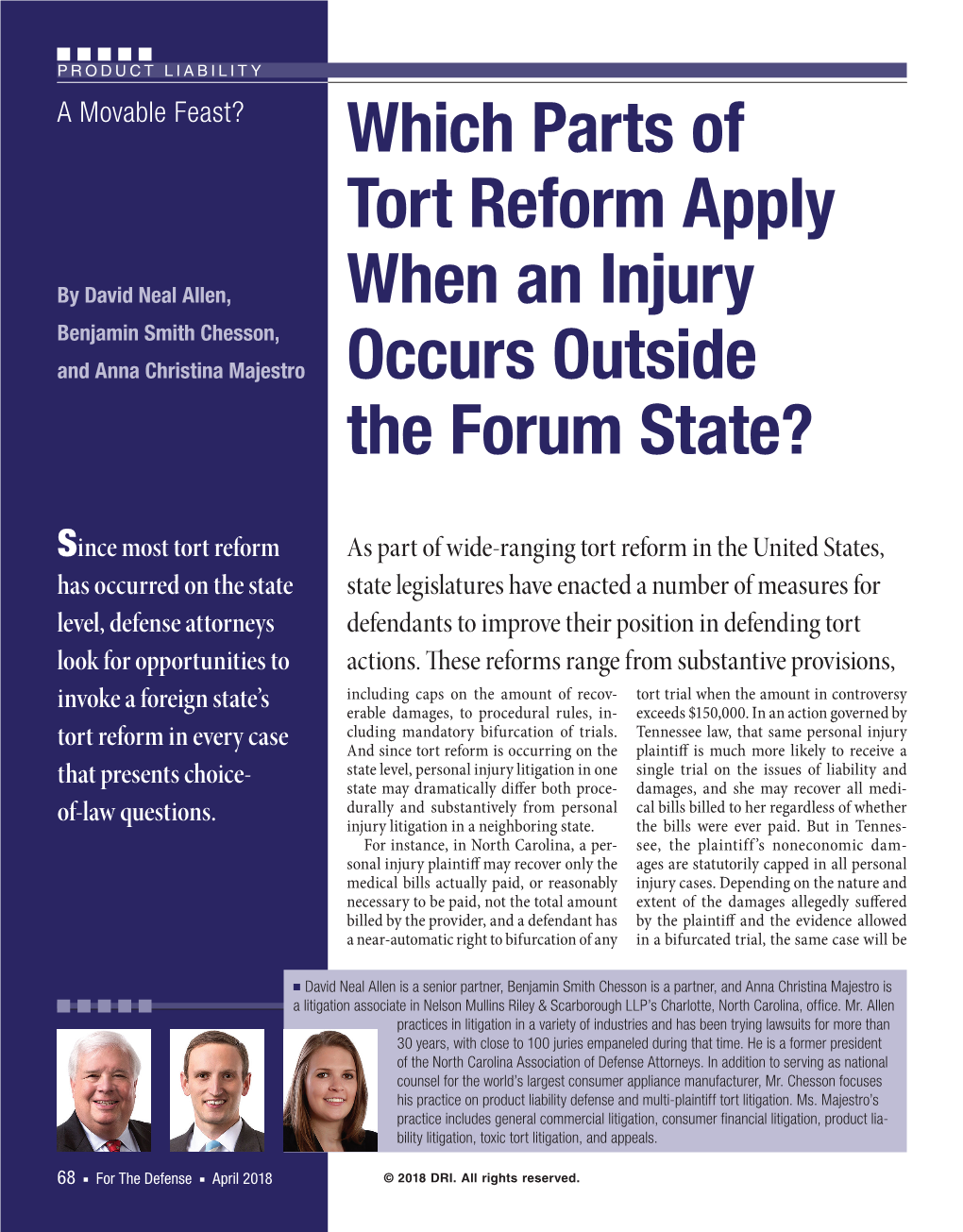 Which Parts of Tort Reform Apply When an Injury Occurs Outside The