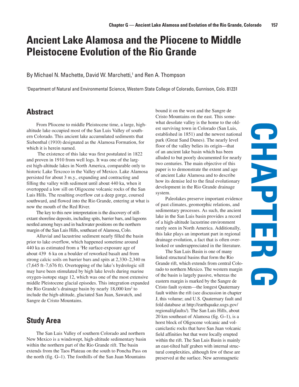 Ancient Lake Alamosa and the Pliocene to Middle Pleistocene Evolution of the Rio Grande