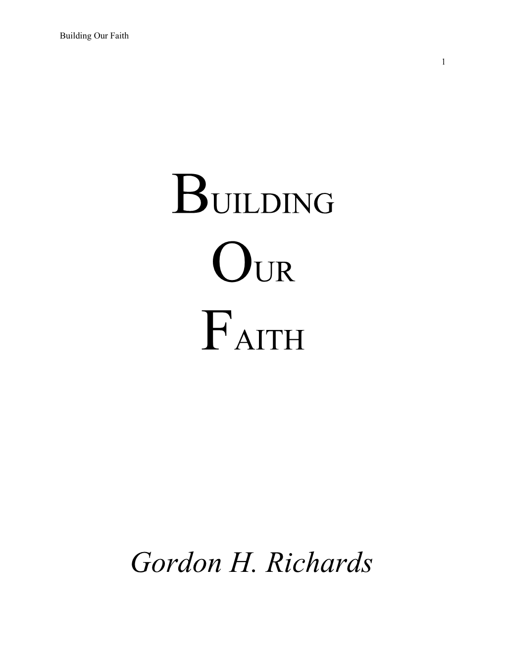 Building Our Faith