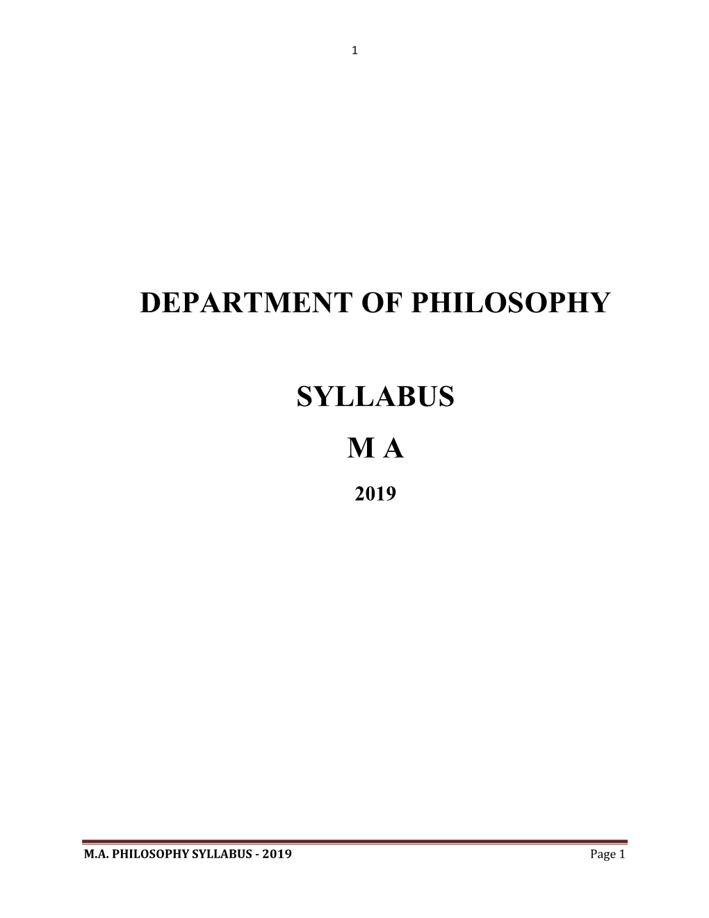 Department of Philosophy Syllabus