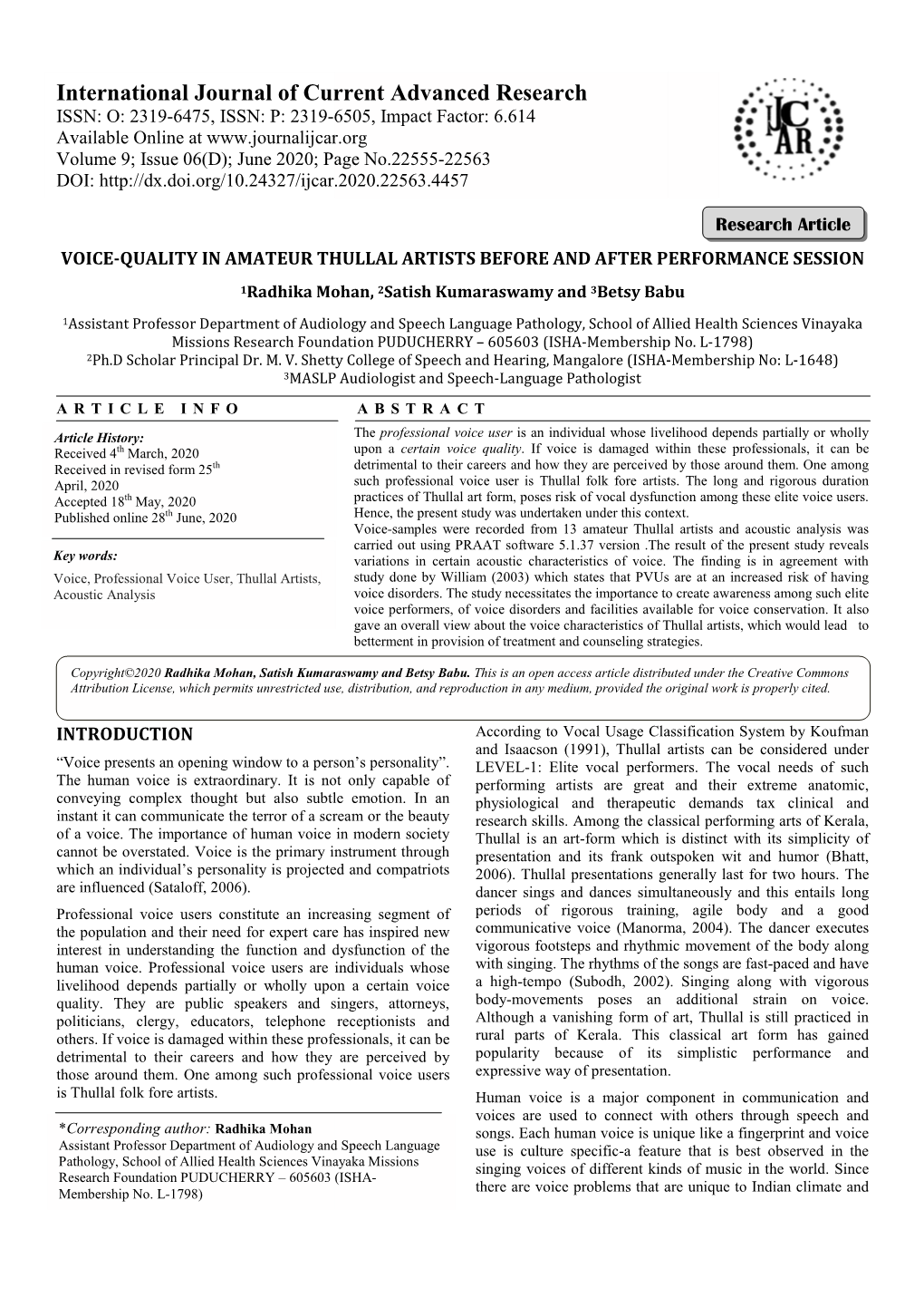 International Journal of Current Advan Urnal of Current Advanced Research