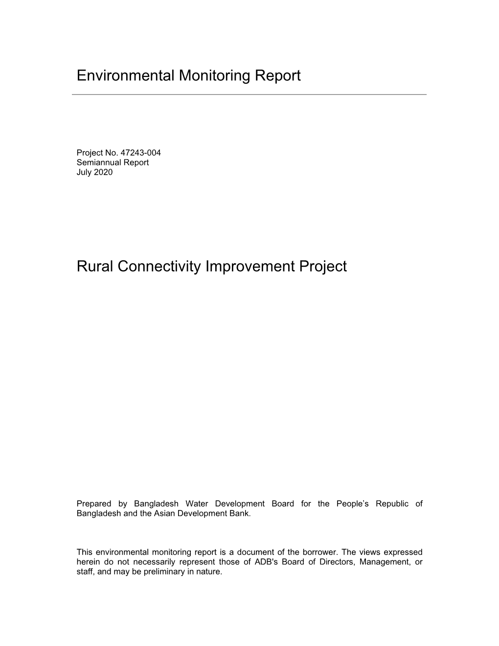 Environmental Monitoring Report Rural Connectivity Improvement