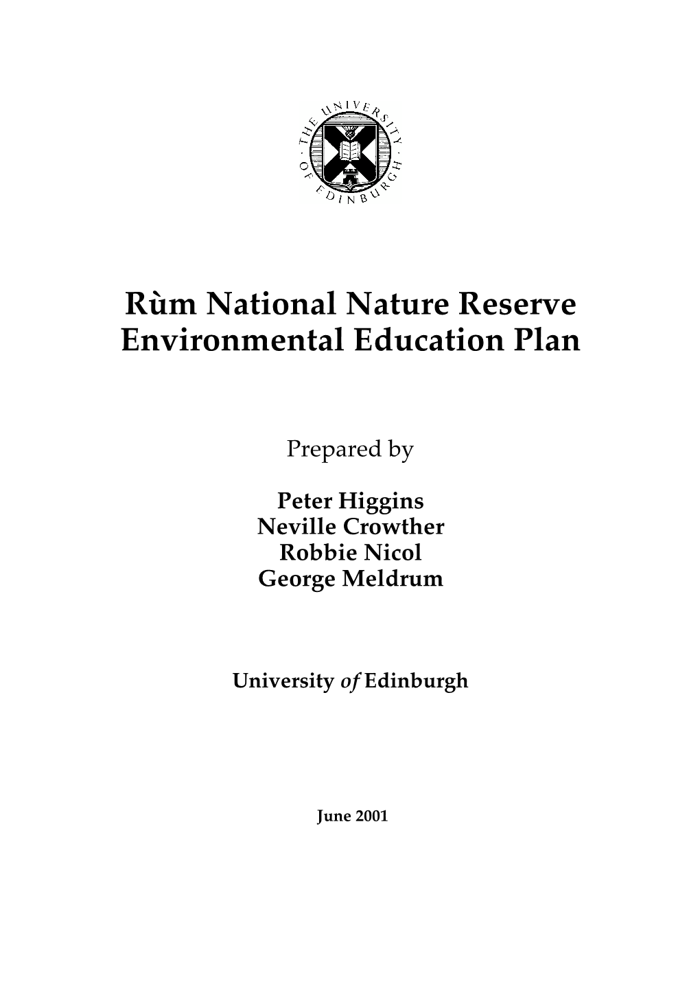 Rùm National Nature Reserve Environmental Education Plan