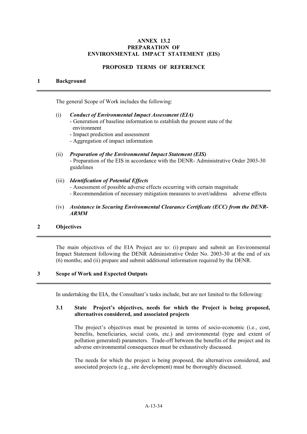 Annex 13.2 Preparation of Environmental Impact Statement (Eis)