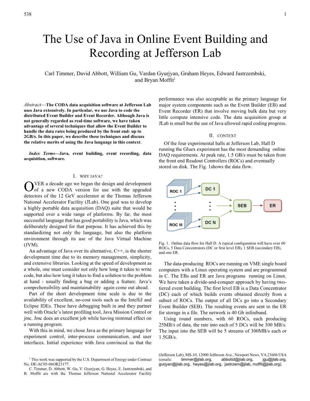 The Use of Java in Online Event Building and Recording at Jefferson Lab