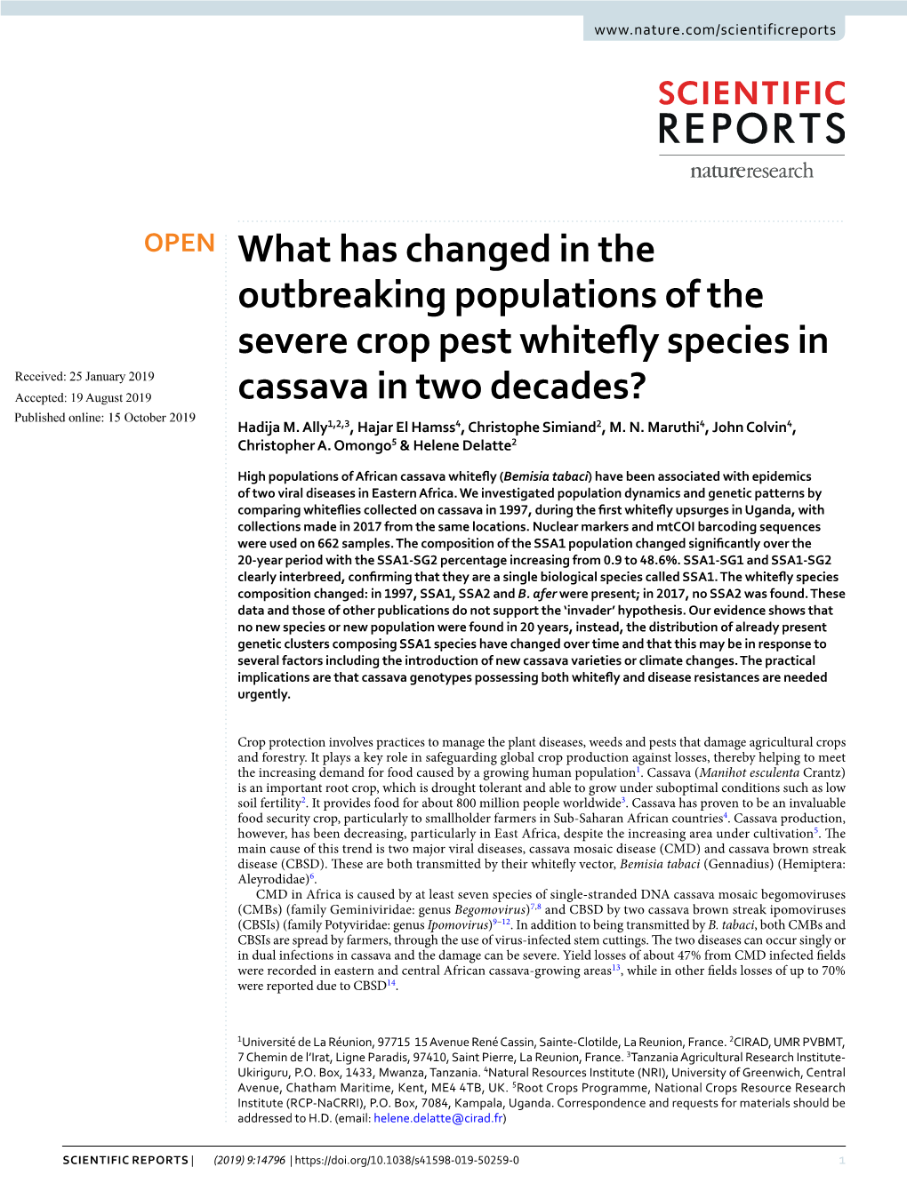 What Has Changed in the Outbreaking Populations of the Severe Crop Pest